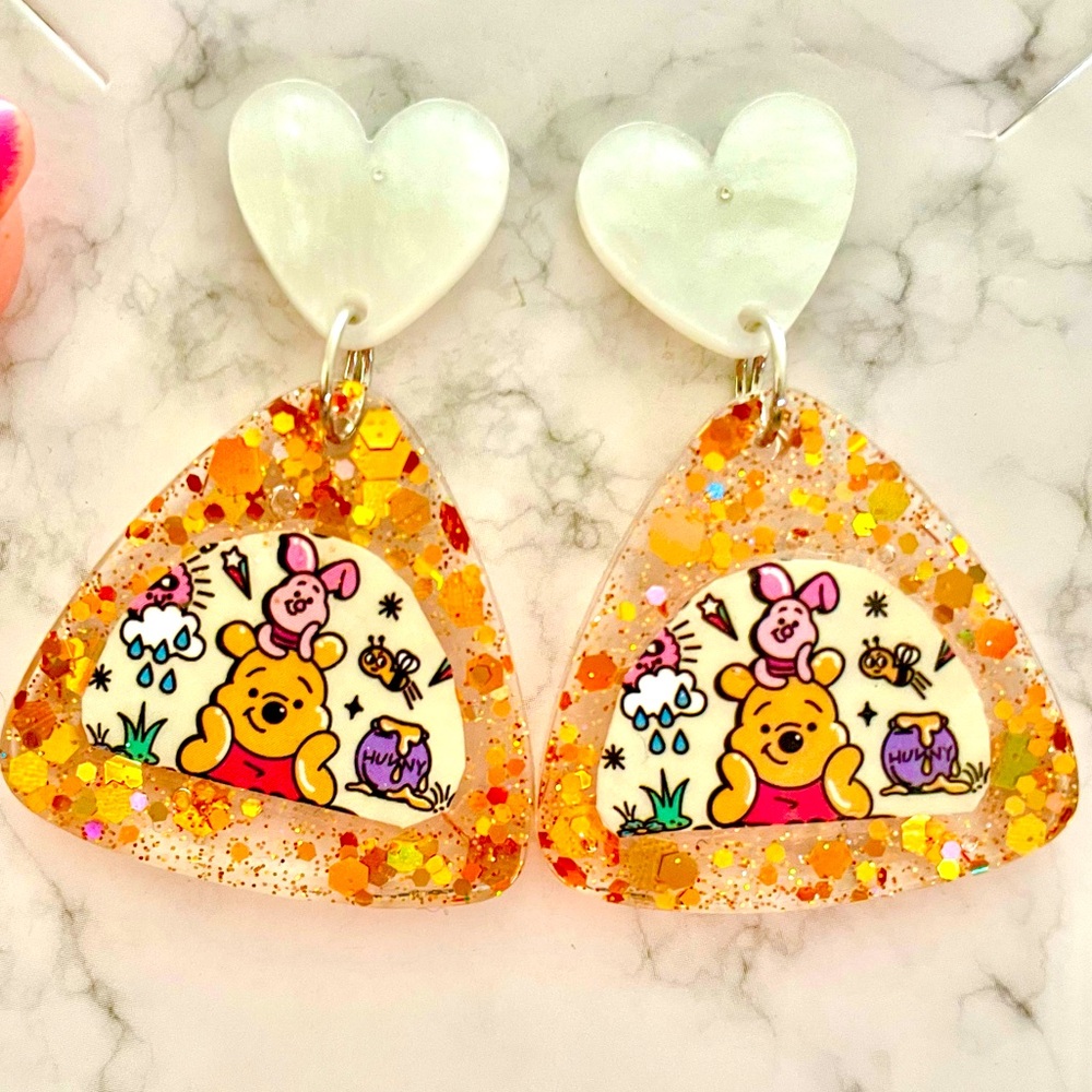 Winnie The Pooh And Piglet Acrylic Earrings